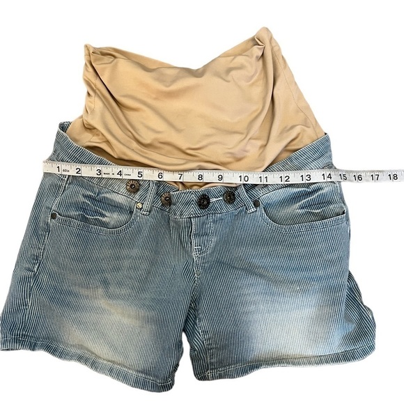 MATERNITY PARASUCO Striped Stretch Casual Denim Mini Short XS - Picture 5 of 9